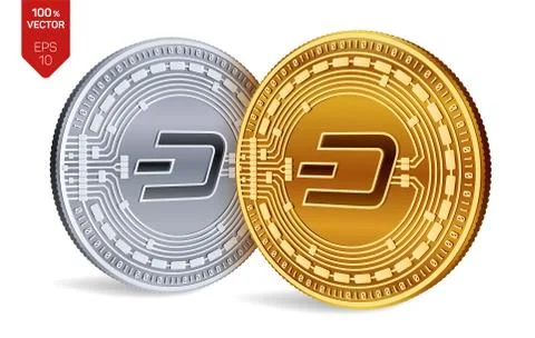 Dash. Crypto currency. 3D isometric Physical coins. Digital currency. Golden  Stock Illustration