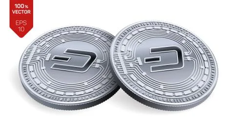 Dash. Crypto currency. 3D isometric Physical coins. Digital currency. Silver  Stock Illustration