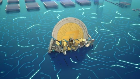 Dash crypto currency destruction Stock Footage 90059319