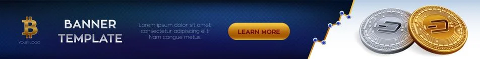 Dash. Cryptocurrency editable banner template. 3D isometric Physical bit coin Stock Illustration