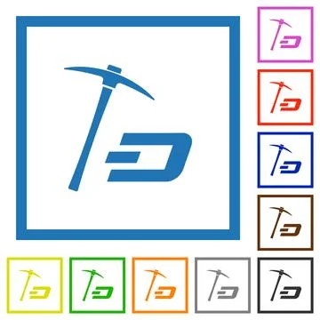 Dash cryptocurrency mining with treasure flat framed icons Illustrazione stock