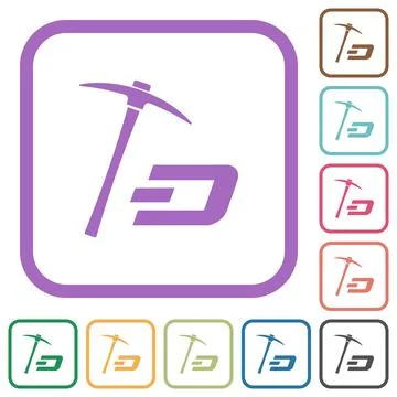 Dash cryptocurrency mining with treasure simple icons Stock-Illustration