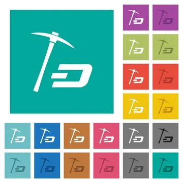 Dash cryptocurrency mining with treasure square flat multi colored icons Stock-Illustration