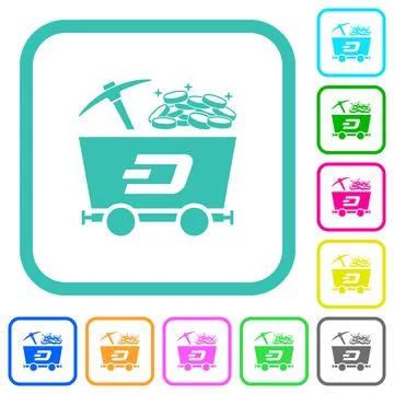 Dash cryptocurrency mining with treasure vivid colored flat icons Stock-Illustration