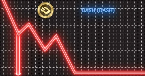 Dash (DASH) cryptocurrency coin jumps down the arrow of the trend and shatters Stock Footage 102340681