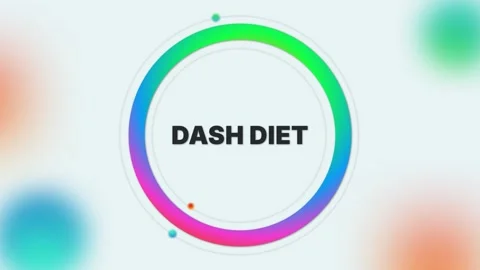 DASH Diet glowing animated title in a sleek circular interface Stock Footage 314222480