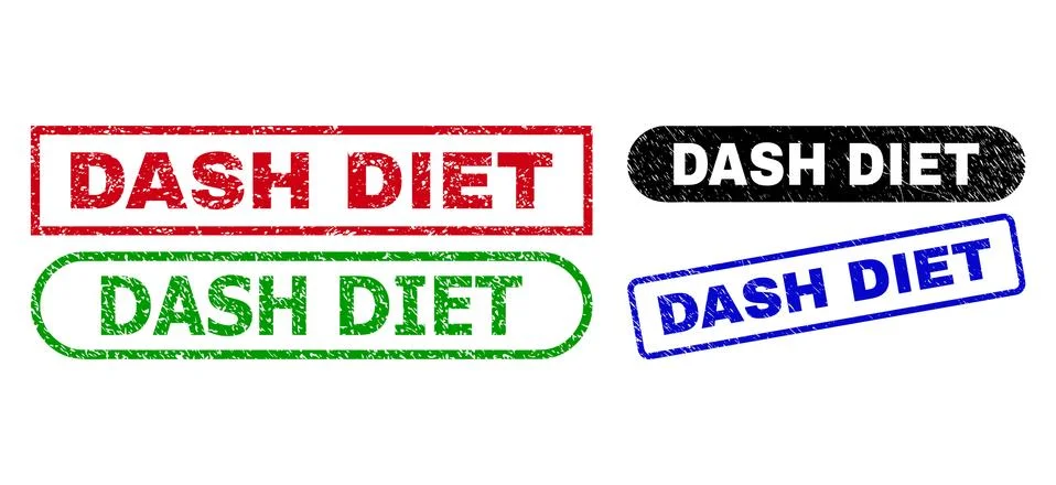DASH DIET Rectangle Stamps Using Corroded Surface Stock Illustration