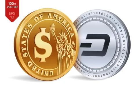 Dash. Dollar coin. 3D isometric Physical coins. Digital currency. Cryptocurre Stock Illustration