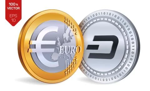 Dash. Euro. 3D isometric Physical coins. Digital currency. Cryptocurrency. Go Illustrazione stock