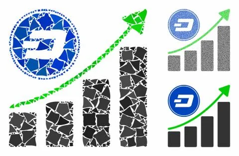 Dash growing chart Composition Icon of Joggly Elements Stock Illustration