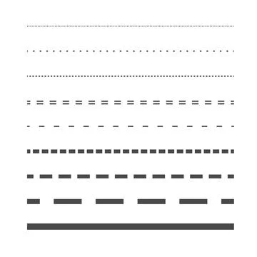 Dash lines in different size and shapes Иллюстрация