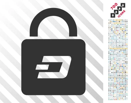 Dash Lock Flat Icon with Bonus Stock Illustration