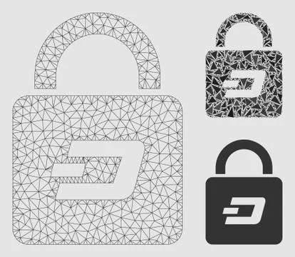 Dash Lock Vector Mesh Carcass Model and Triangle Mosaic Icon Stock Illustration