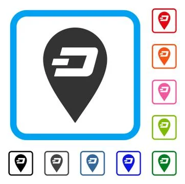 Dash Map Marker Framed Icon Illustrazione stock