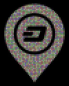 Dash Map Pointer Halftone Composition of Circles 스톡 일러스트