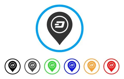 Dash Map Pointer Rounded Icon Stock Illustration