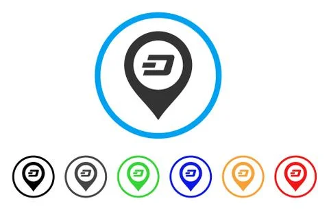 Dash Map Pointer Rounded Icon Stock Illustration