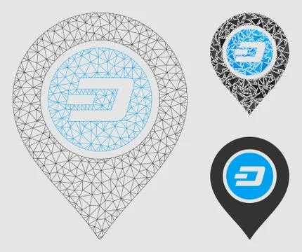 Dash Map Pointer Vector Mesh Wire Frame Model and Triangle Mosaic Icon Illustrazione stock