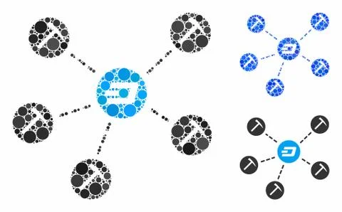 Dash mining network Mosaic Icon of Round Dots Ilustração Stock
