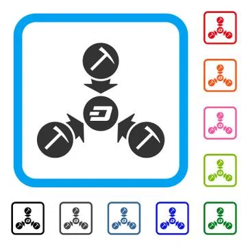 Dash Mining Pool Framed Icon Stock Illustration