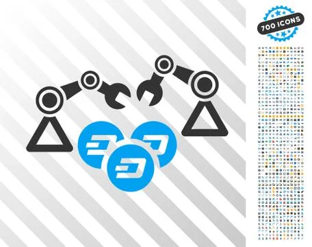 Dash Mining Robotics Flat Icon with Bonus Illustrazione stock