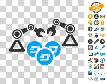 Dash Mining Robotics Icon with Bonus 스톡 일러스트