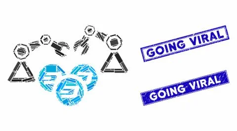 Dash Mining Robotics Mosaic and Distress Rectangle Going Viral Seals Stock Illustration