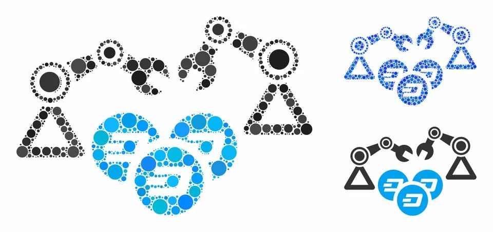 Dash Mining Robotics Mosaic Icon of Spheric Items Stock Illustration