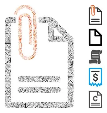 Dash Mosaic Attach Document Icon Stock Illustration