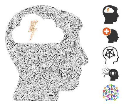 Dash Mosaic Brainstorming Icon Stock Illustration