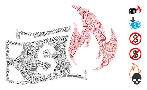 Dash Mosaic Burn Dollar Banknotes Icon イラスト素材