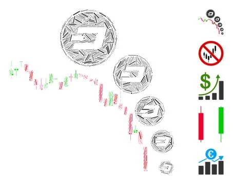 Dash Mosaic Candlestick Chart Dashcoin Deflation Icon Stock Illustration