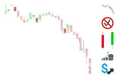Dash Mosaic Candlestick Chart Down Icon Illustrazione stock