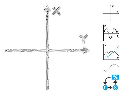 Dash Mosaic Cartesian Axes Icon Illustrazione stock