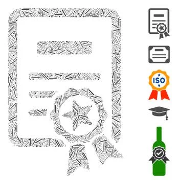 Dash Mosaic Certificate Icon 스톡 일러스트