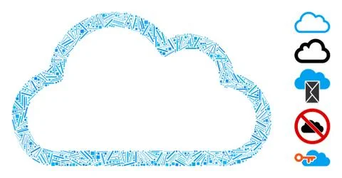 Dash Mosaic Cloud Contour Icon Illustrazione stock