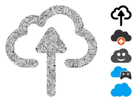 Dash Mosaic Cloud Upload Icon Illustrazione stock