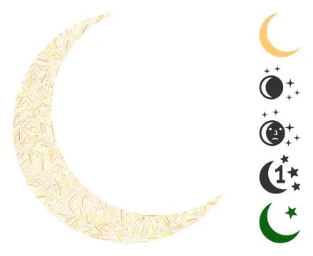 Dash Mosaic Crescent Icon Stock Illustration