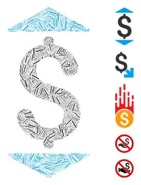 Dash Mosaic Dollar up Down Icon Stock Illustration