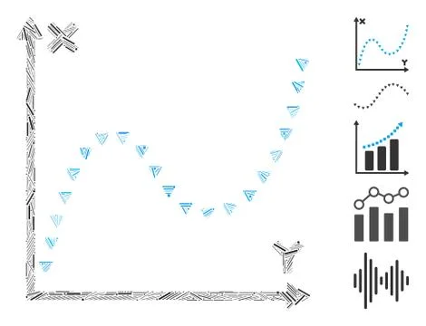 Dash Mosaic Dotted Function Graph Icon Illustrazione stock