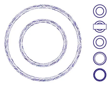 Dash Mosaic Double Round Frame Icon Stock Illustration