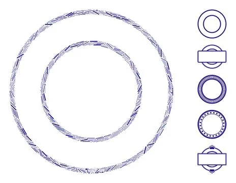 Dash Mosaic Double Round Frame Icon Stock Illustration
