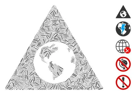 Dash Mosaic Earth Warning Icon Stock Illustration