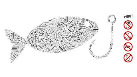Dash Mosaic Fish Hook Icon Stock Illustration