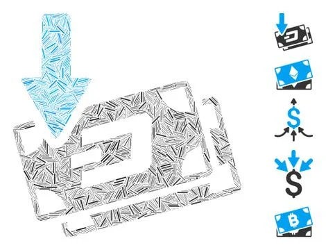 Dash Mosaic Get Arrow Dash Banknotes Icon Stock Illustration