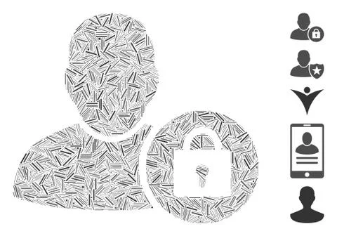 Dash Mosaic Locked User Icon Stock Illustration