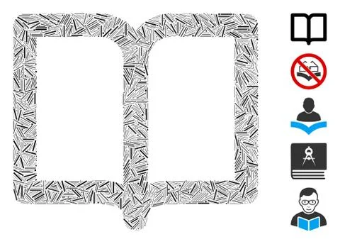 Dash Mosaic Open Book Icon 스톡 일러스트