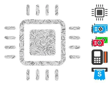 Dash Mosaic Processor Icon Stock Illustration