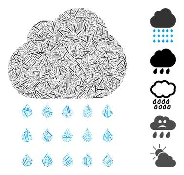 Dash Mosaic Rain Cloud Icon Illustrazione stock