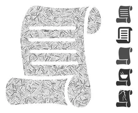 Dash Mosaic Script Roll Icon Stock Illustration